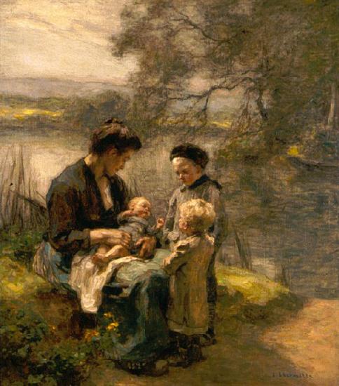 Leon Augustin Lhermitte Woman with Child and Two Children
